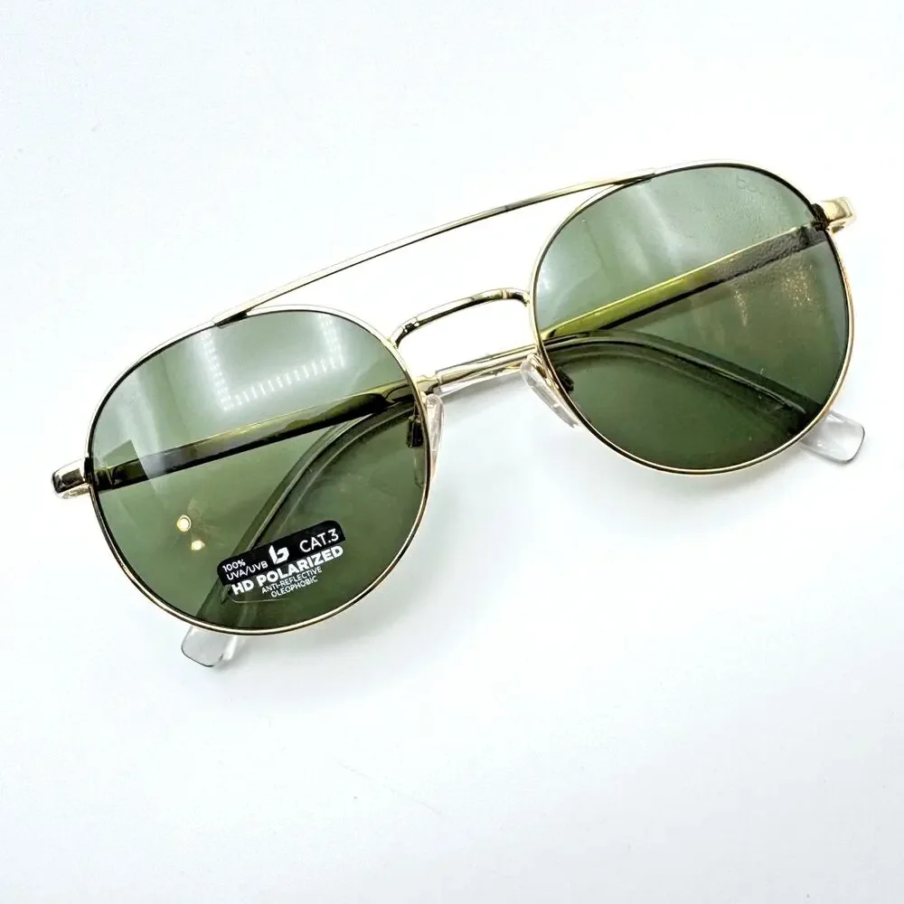 Bolle Sunglasses OVA 12585 IB Gold Round Frame Gray Polarized Lens 54-20-135 New